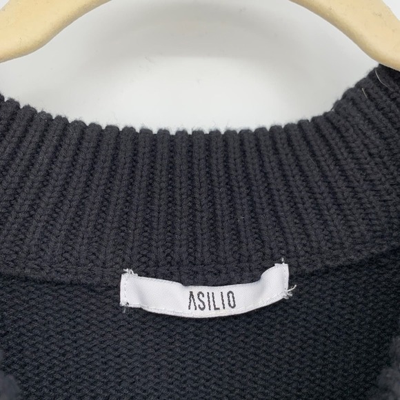 Asilio Size Small The Reckoning Knit Sweater Cutout Ribbed Textured Black - Picture 8 of 10